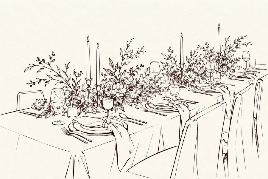 Wedding tablescape concept sketch